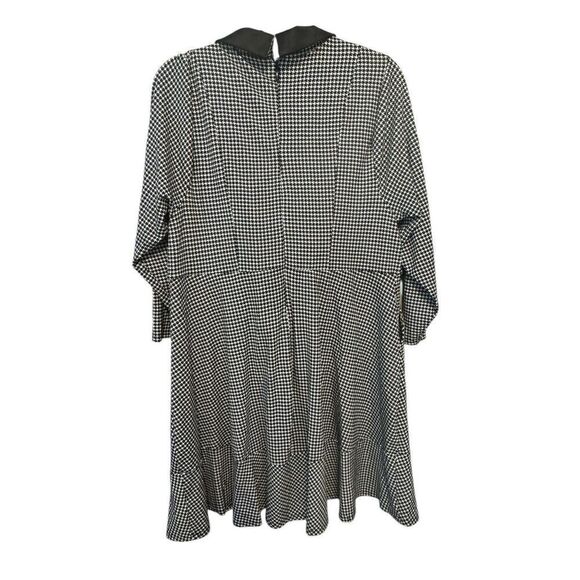 Torrid Houndstooth Tuxedo Black Dress White Print Size 16 Satin Collar Fit Flare - Picture 5 of 8